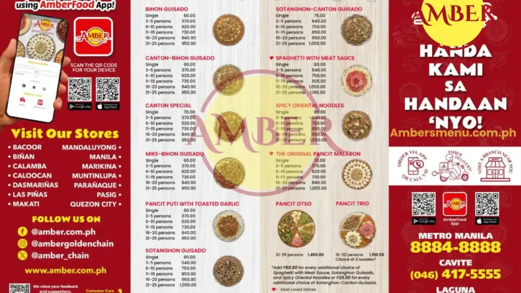 Amber Pancit menu