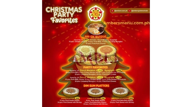 Amber party favorites menu